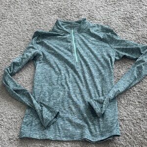 Green Long Sleeve Quarter-Zip Top